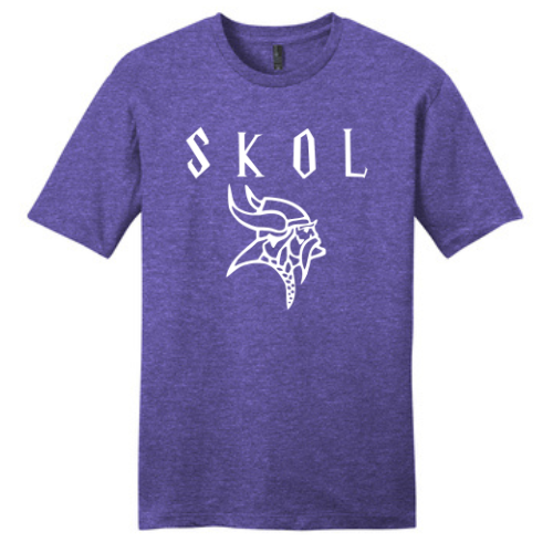 SKOL Nordic Viking head t-shirt in purple, flat lay