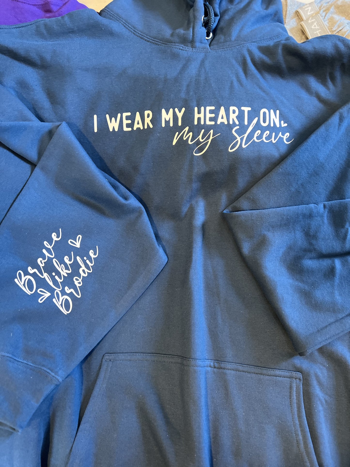 I Wear My Heart on My Sleeve Sweatshirt – Personalized with Kids’ or Grandkids’ Names