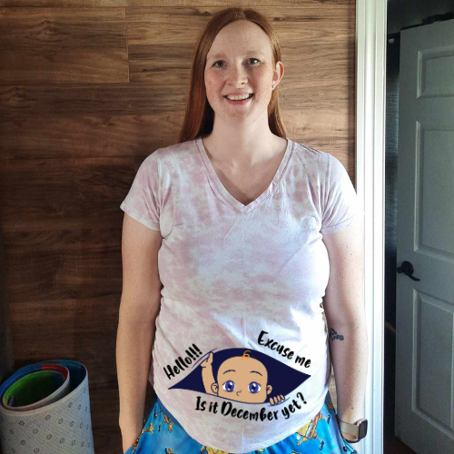 "Hello, Excuse Me, Is it December Yet? Pregnancy Announcement T-Shirt"
