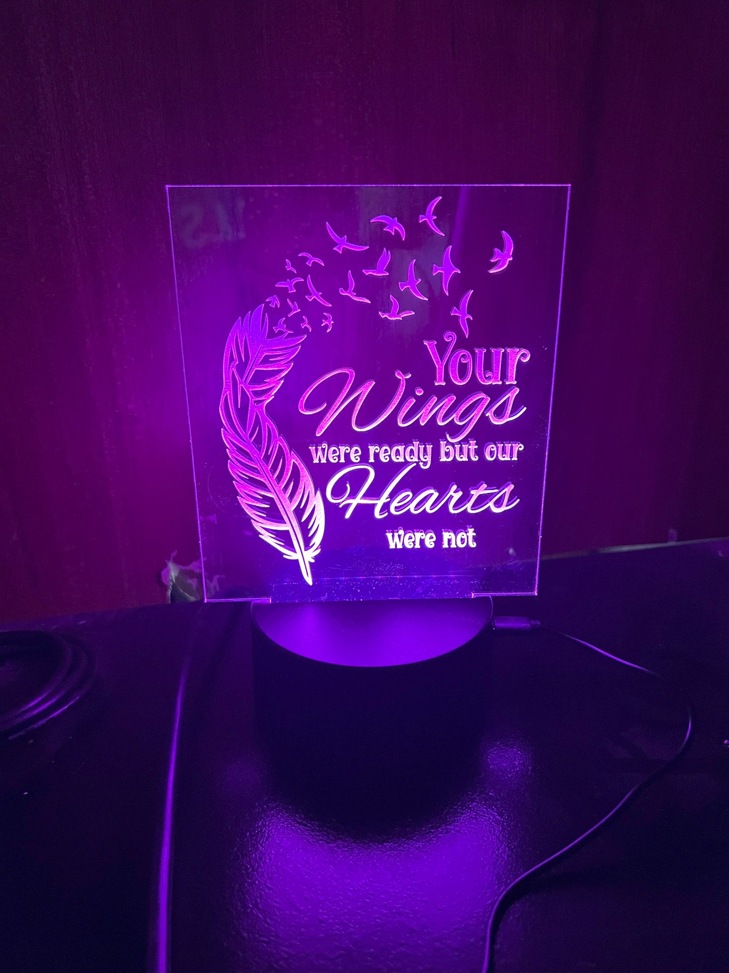 Laser-Engraved Memorial with Multi-Colored LED Illumination