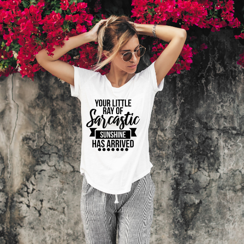 Soft cotton blend sarcastic sunshine t-shirt in multiple colors.