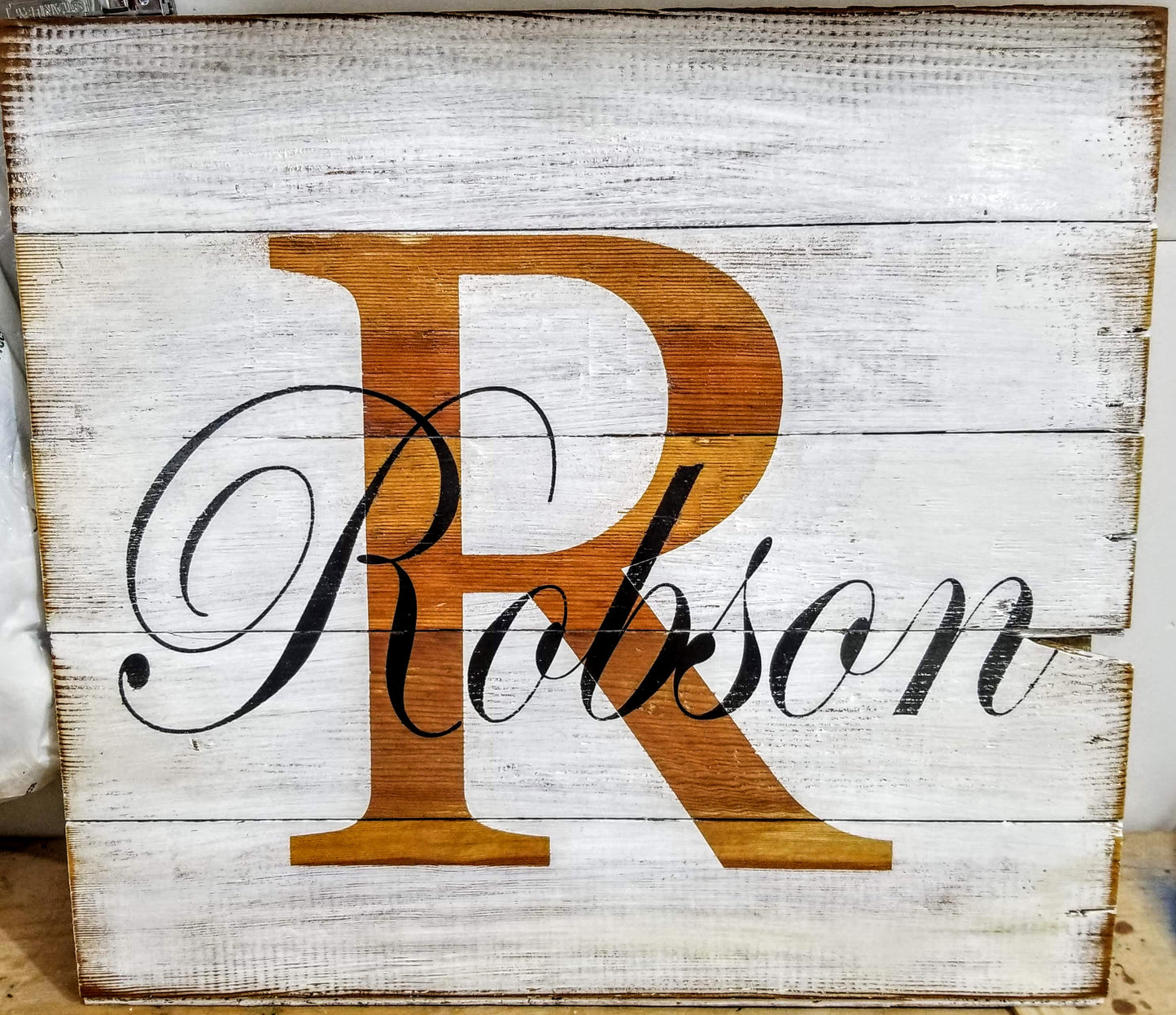 White Monogram Sign