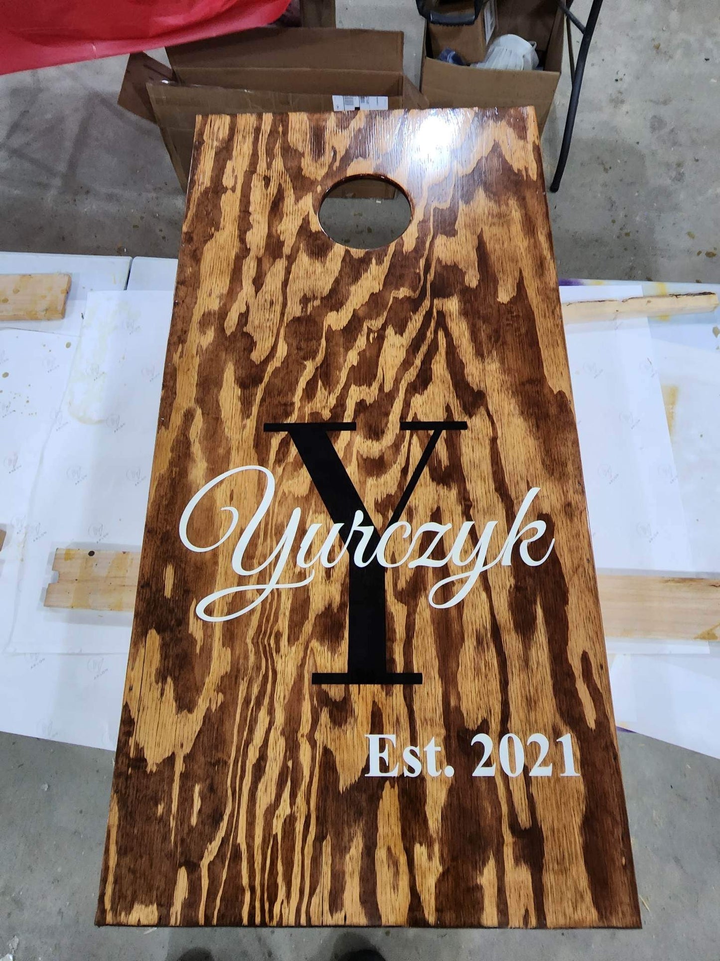 Monogram name cornhole set