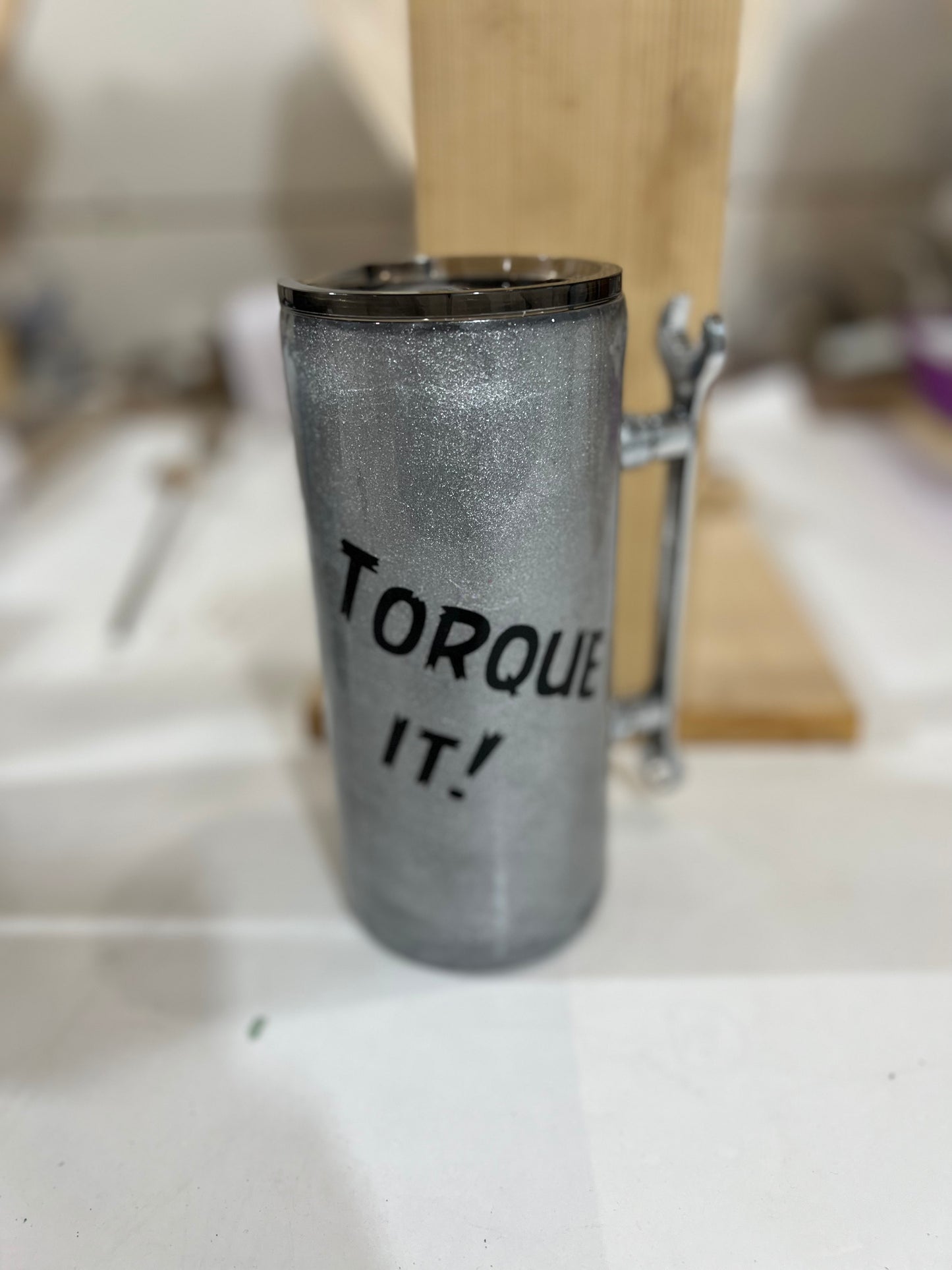 Custom Crafted Wrench Tumbler: Insulated Stainless Steel Cup with Wrench Handle