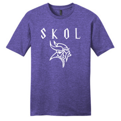 SKOL Nordic Viking head t-shirt in purple, flat lay