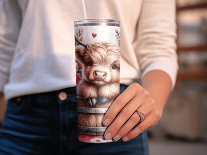 Baby Highland Cow Valentine's Tumbler