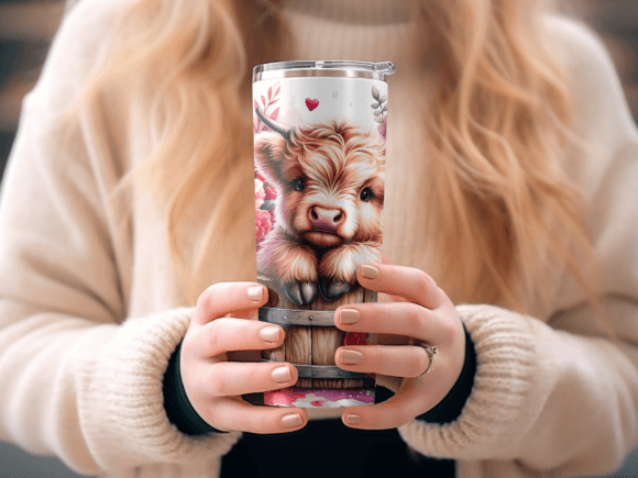 Baby Highland Cow Valentine's Tumbler