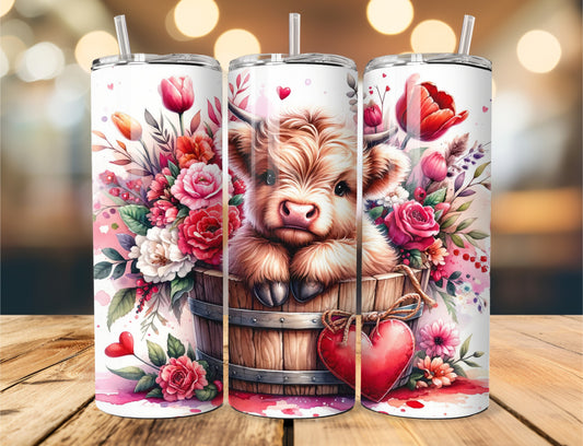 Baby Highland Cow Valentine's Tumbler