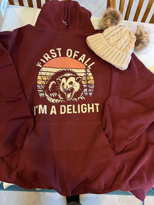 First of All, I'm a Delight Possum Hoodie or Crewneck Sweatshirt