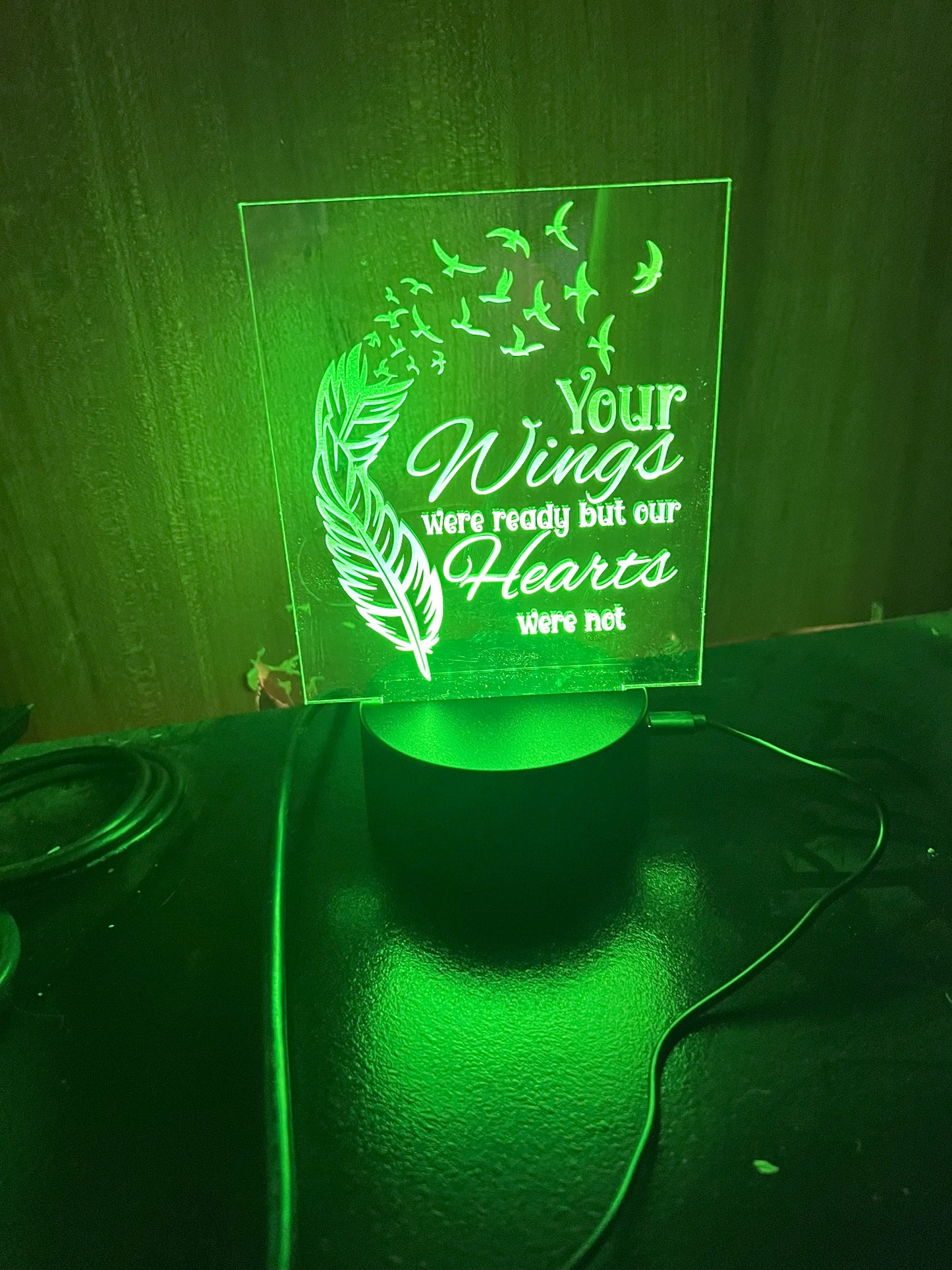 Laser-Engraved Memorial with Multi-Colored LED Illumination