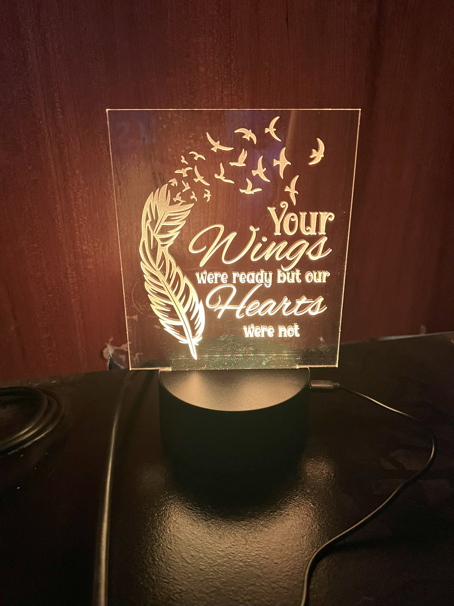 Laser-Engraved Memorial with Multi-Colored LED Illumination