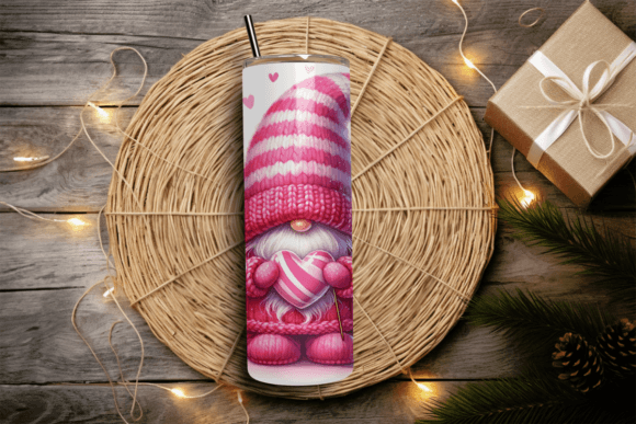 Pink Heart Gnome Valentine's Tumbler