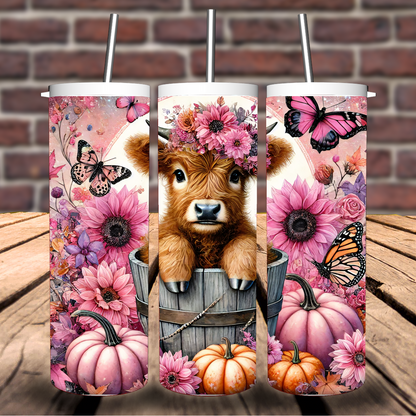 Pink Highland Cow Tumbler