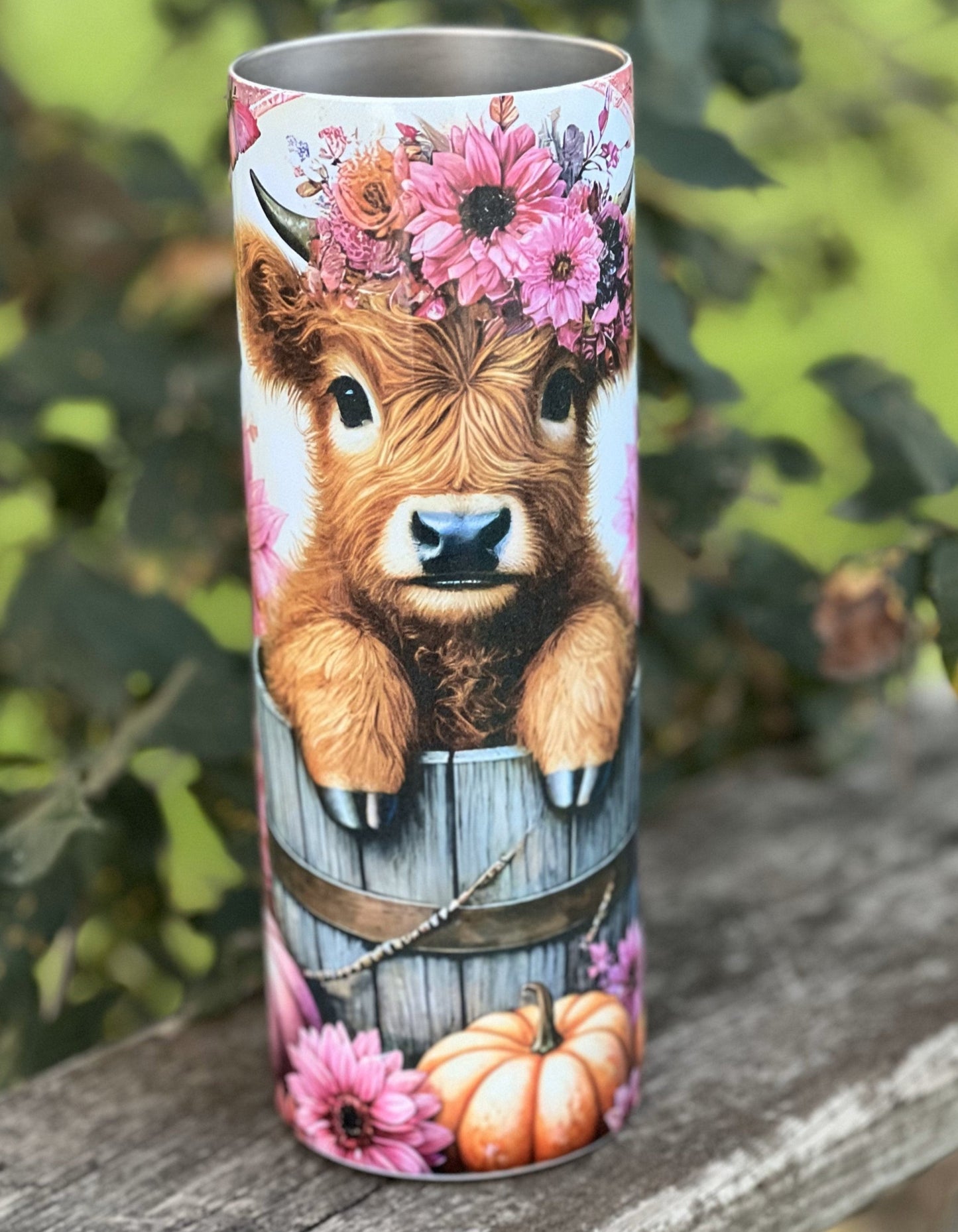 Pink Highland Cow Tumbler