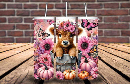 Pink Highland Cow Tumbler