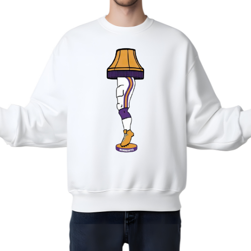 Purple and gold Minnesota leg lamp crewneck sweatshirt for football fans