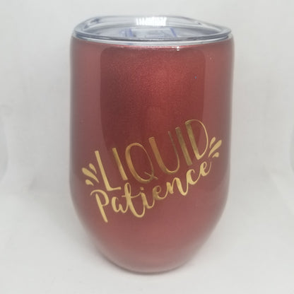 Liquid patience 15 oz wine glass mica glitter